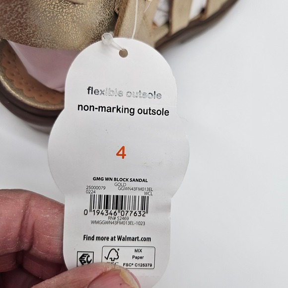 Wonder Nation Girls Gold Gladiator Block Heel Sandals Size 4 - Picture 5 of 7